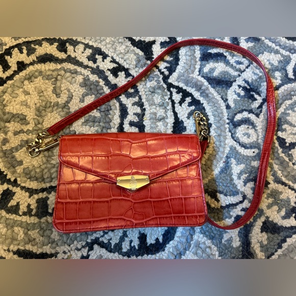 Mark Cross Red Alligator Leather Shoulder Bag - Picture 1 of 9